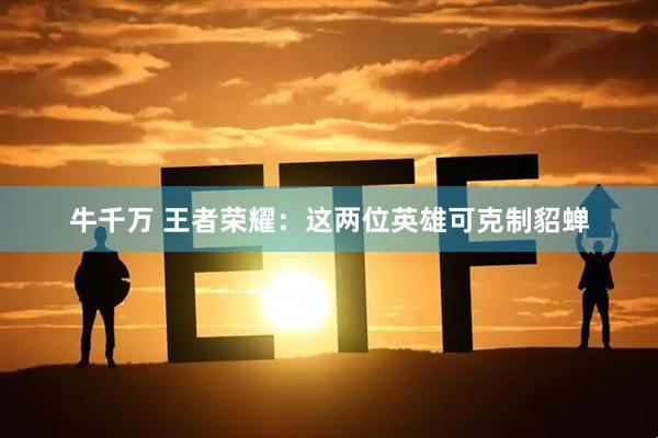 牛千万 王者荣耀：这两位英雄可克制貂蝉